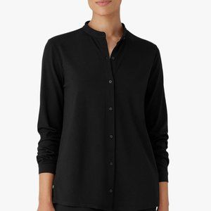 Eileen Fisher linen blend mandarin collar top